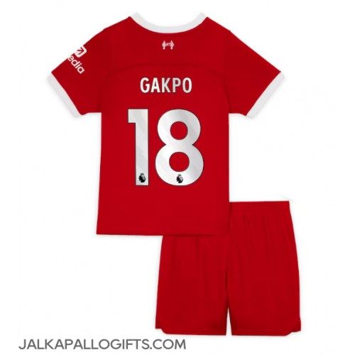 Liverpool Cody Gakpo #18 Koti Peliasu Lasten 2023-24 Lyhythihainen (+ Lyhyet housut)